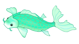 blue green koi fish drawing