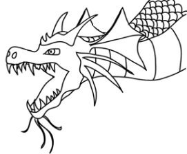 head of flying blue dragon clip art