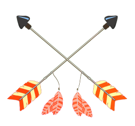 orange feathers crossed tribal arrows