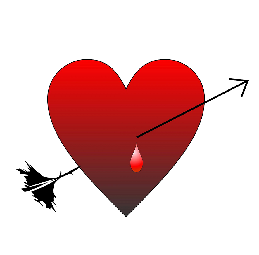 Love heart with arrow and blood drop