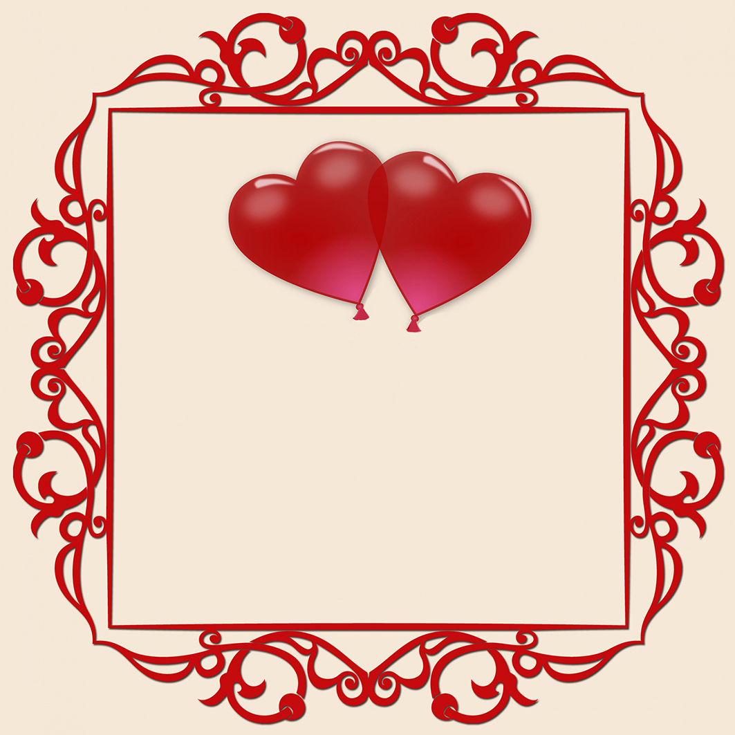 red Valentine frame with hearts