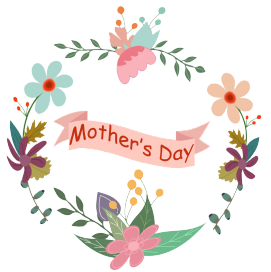 Mother's day banner and flowers