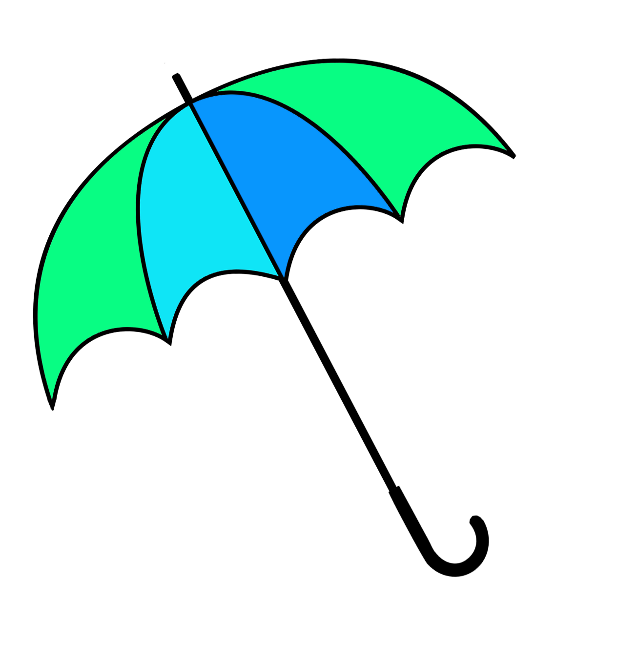 green and blue umbrella clipart