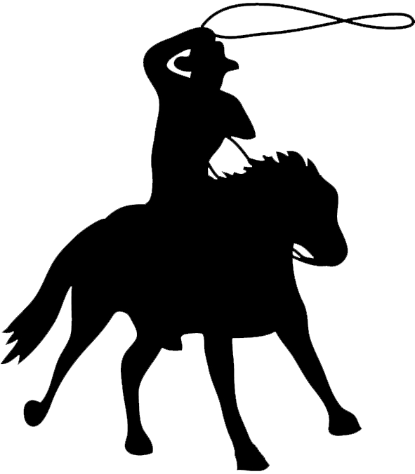silhouette graphics cowboy with lasso on horse