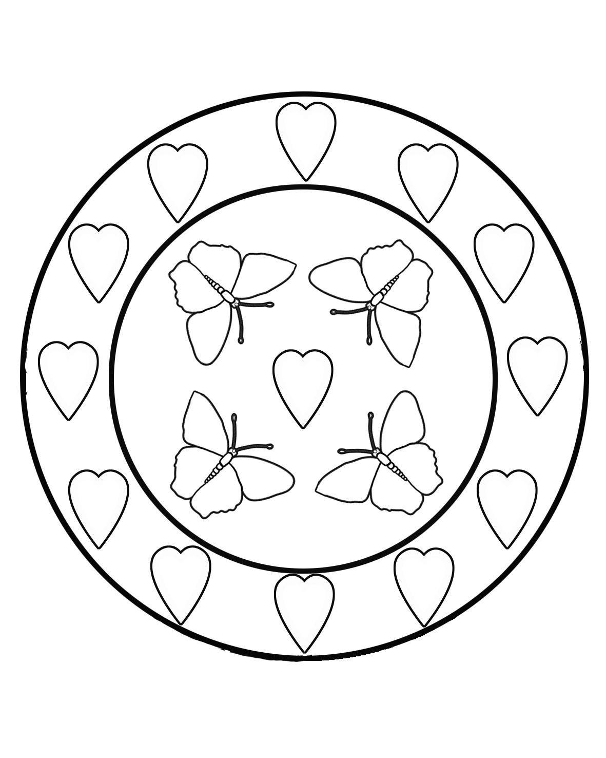 butterfly coloring pages with hearts