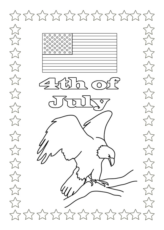 4th of July coloring pages with eagle and flag