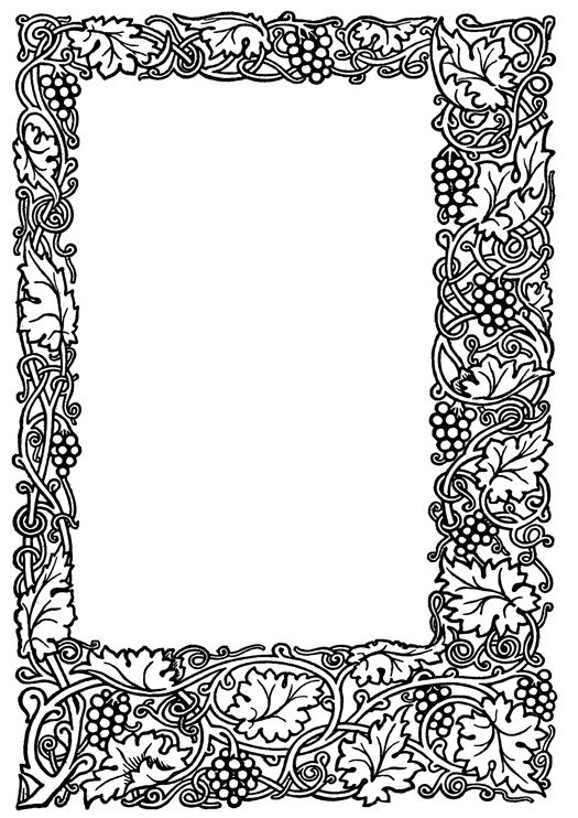 Old picture frame with wine leaves and fruit