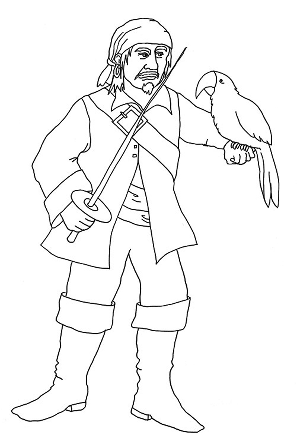 pirate coloring pages pirate with parrot