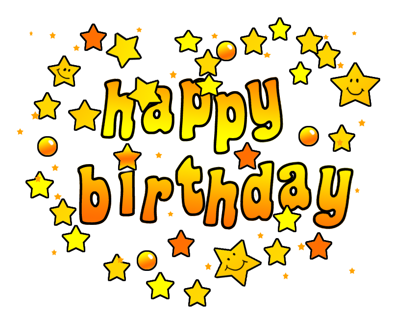 Birthday clip art with text stars and heart shape