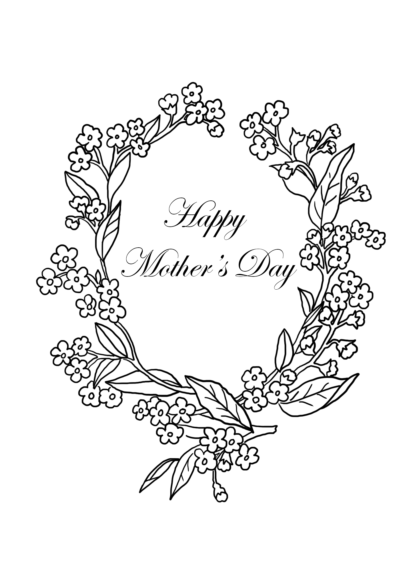mothers day coloring page with forget-me-not
