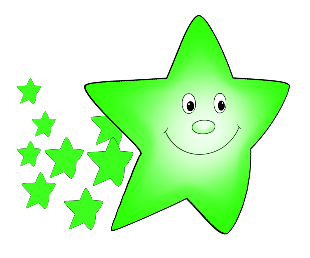 green flying cute star