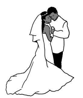 wedding dance silhouette gray/white/black
