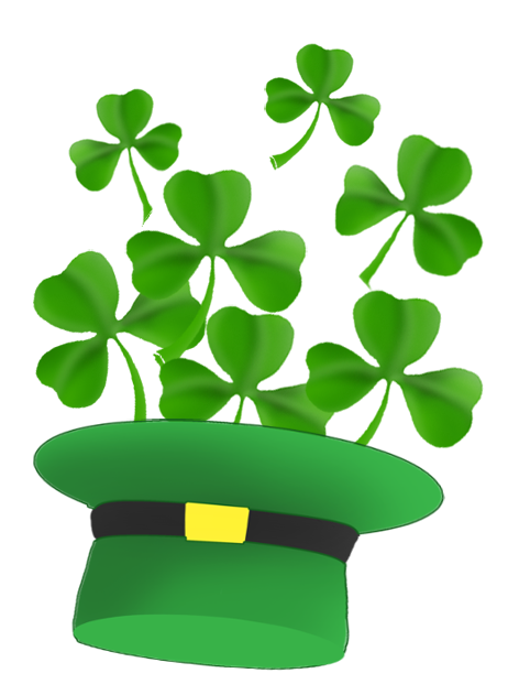 leprechaun hat and st. Patrick's day clover