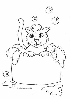 cat coloring pages cat taking a bath