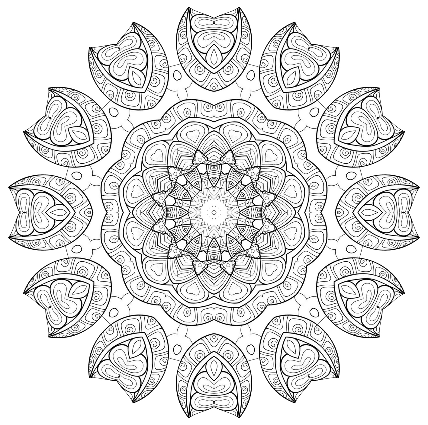 mandala with hearts pattern