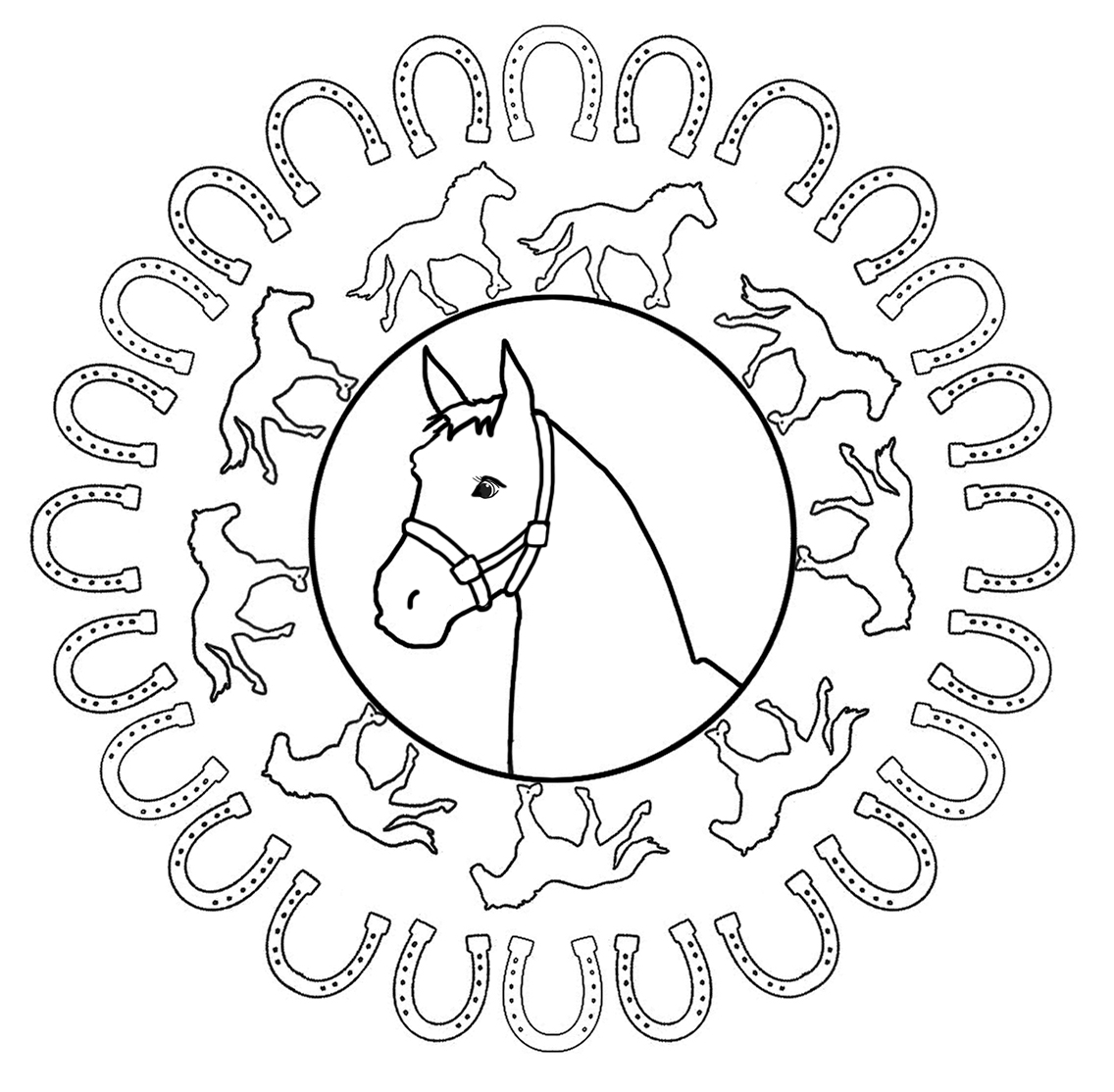 horse coloring page mandala