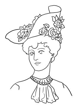 Coloring page Victorian Lady hat