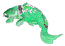green Japanese koi fish clipart