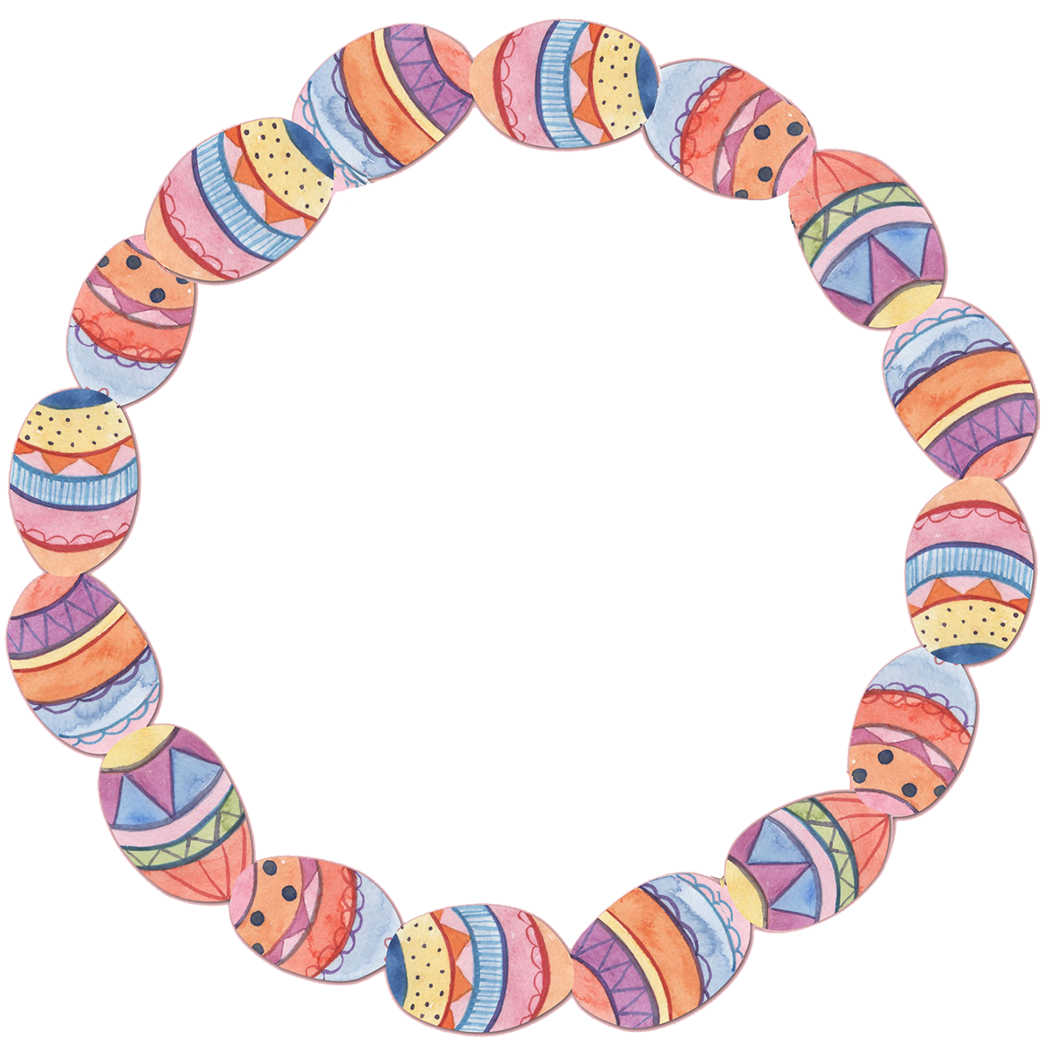 Easter egg wreath watercolor
