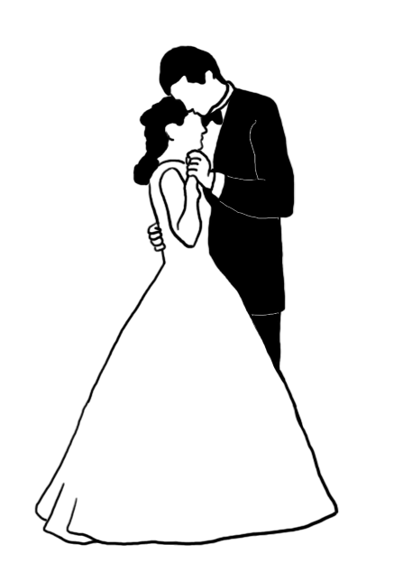 Wedding dance silhouette black white