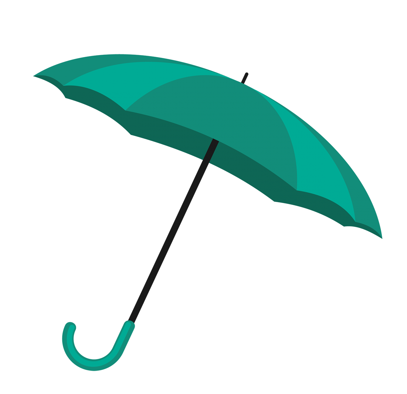 two colored green umbrella 