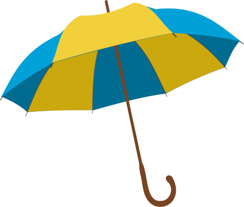 blue and yellow umbrella clipart