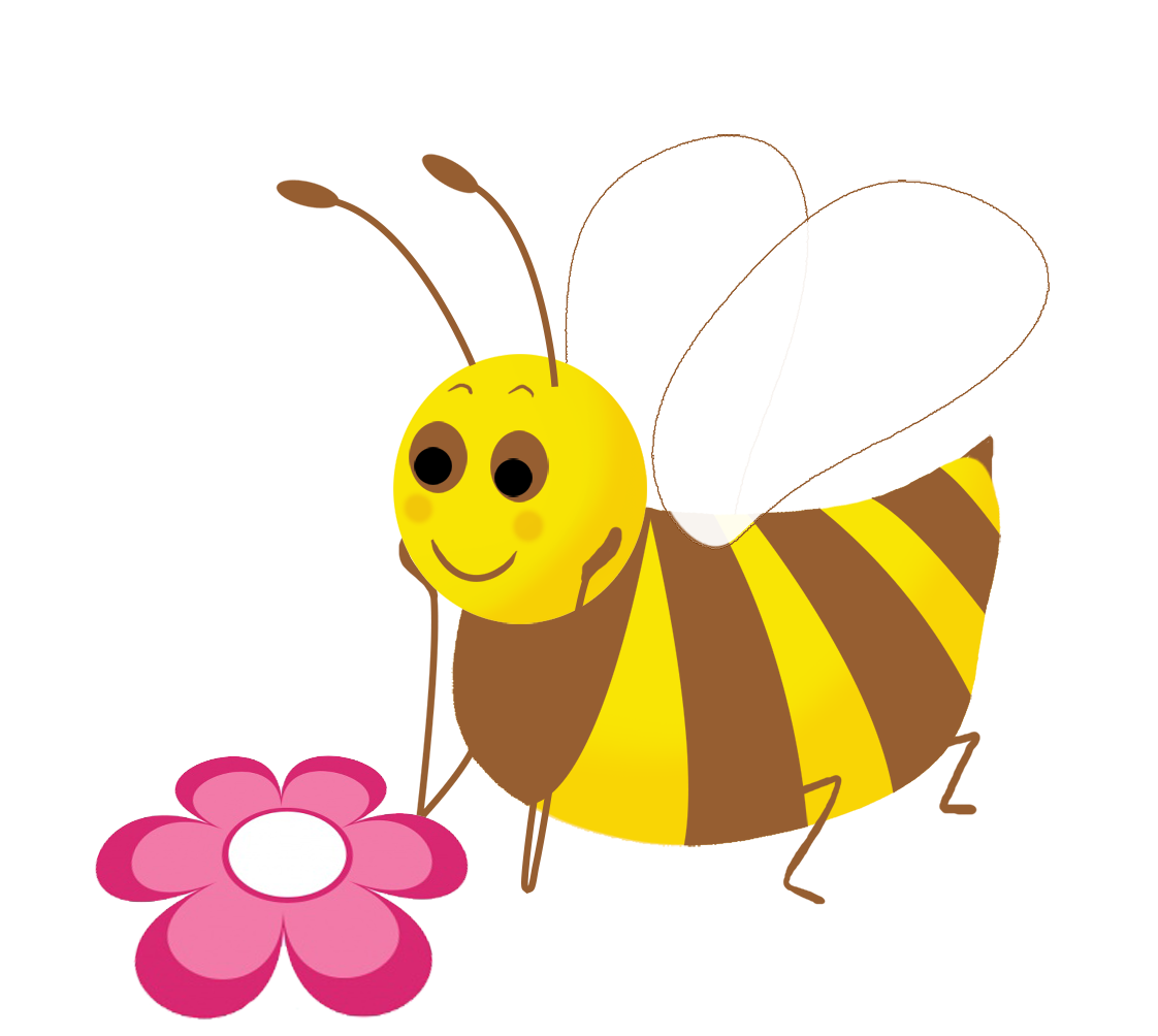 bee clip art with flower pink