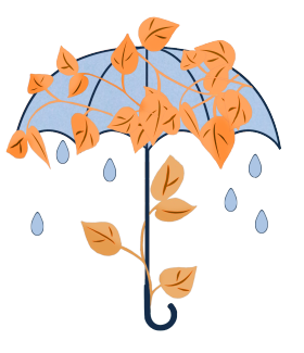 autumn umbrella with leaves and rain drops