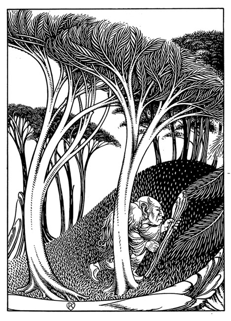 Jugendstil landscape with troll