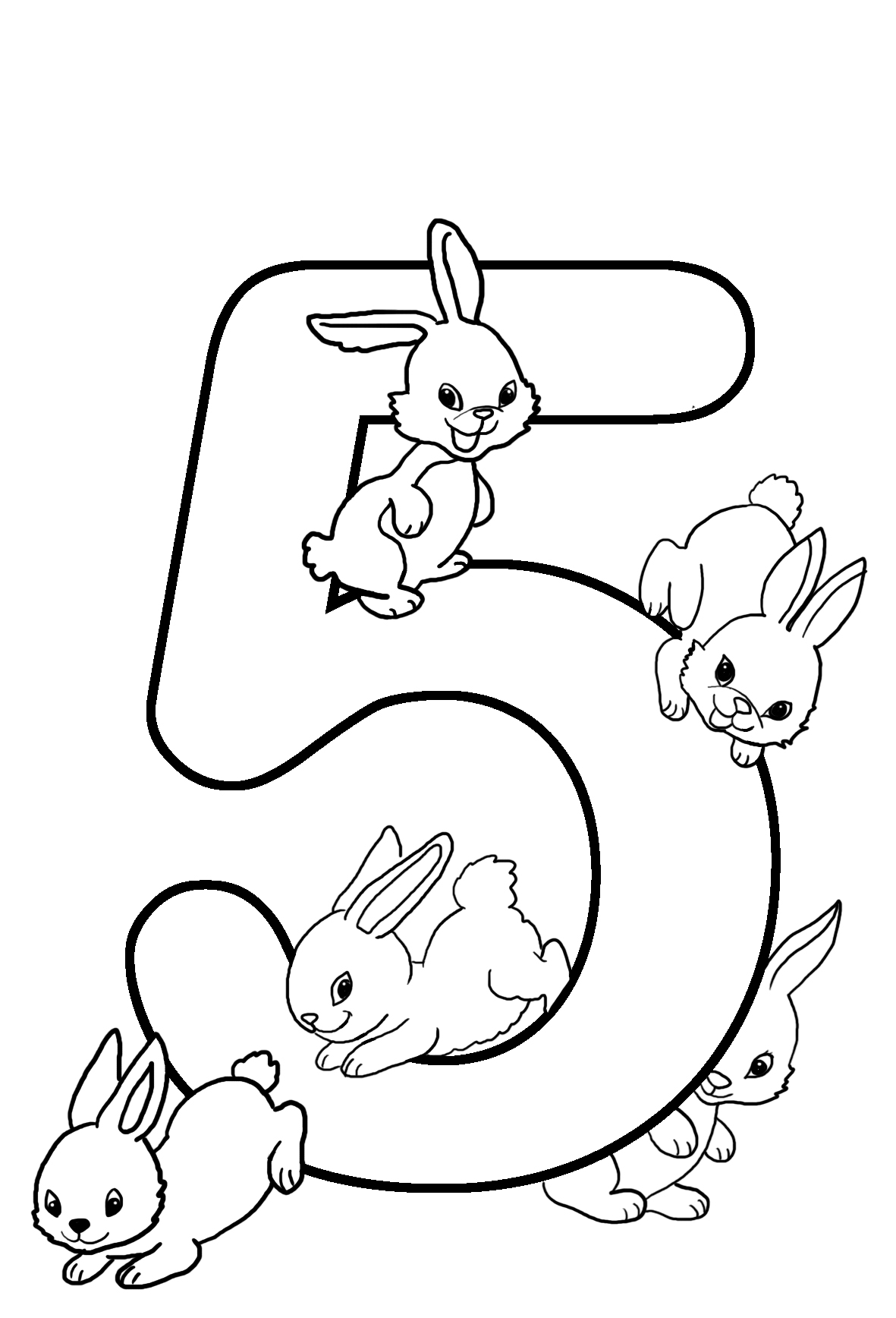5th birthday coloring with rabbits