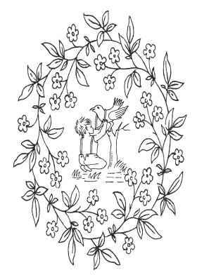Vintage printable coloring pictures flowers boy bird