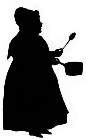 Silhouette of woman with pot and spoon