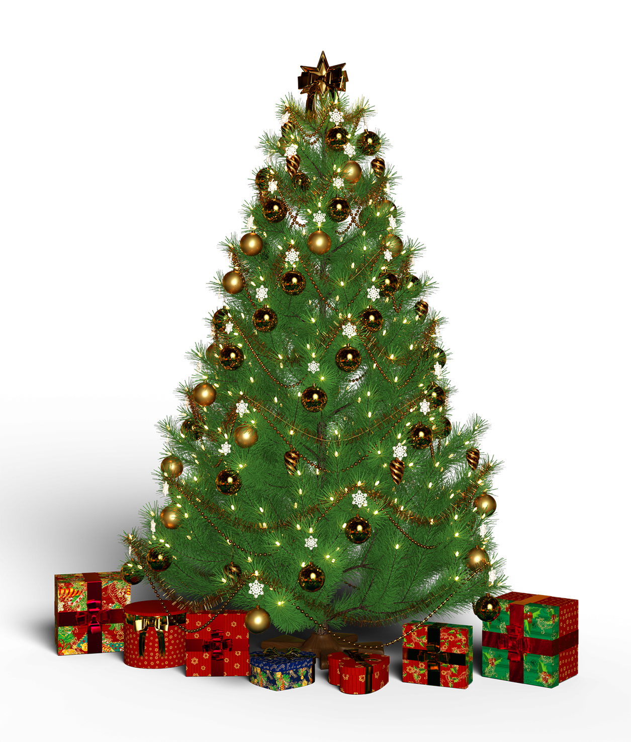 Christmas tree with presents PNG