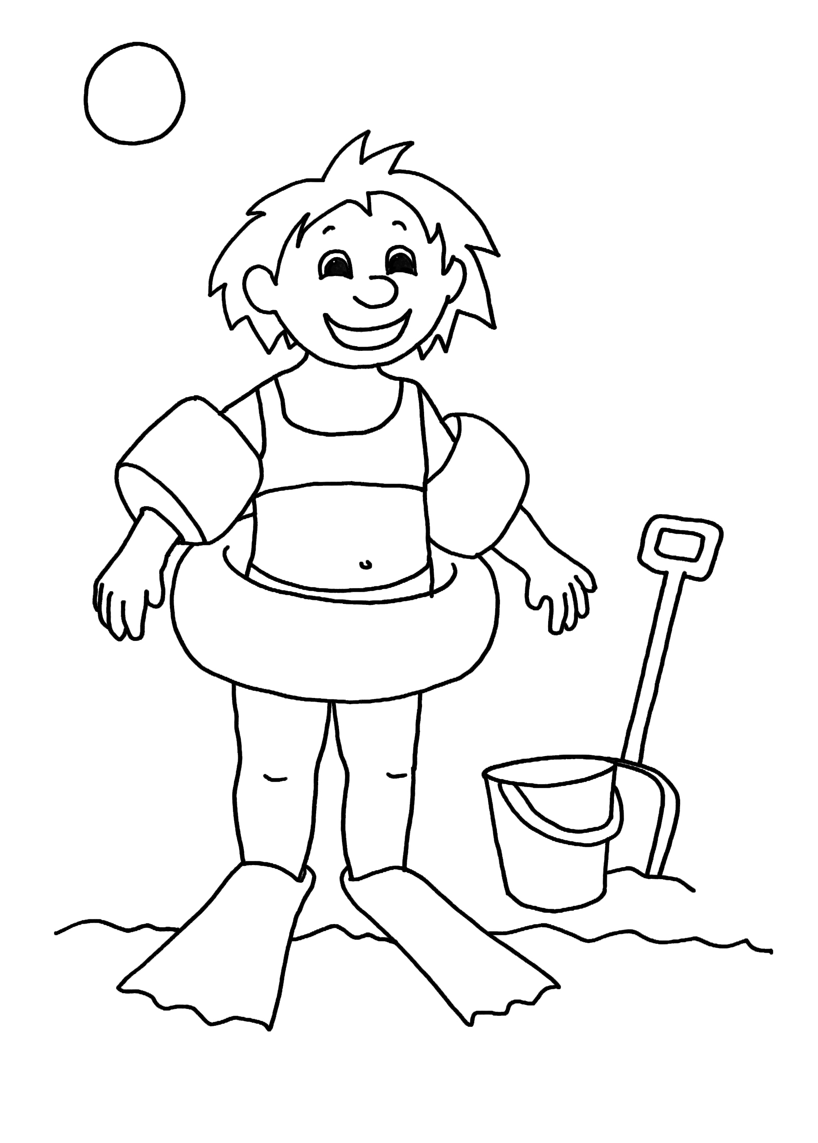 free coloring page sheets for kids girl beach