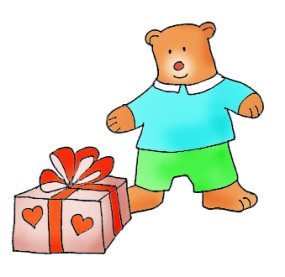 Valentine bear with Valentine gift