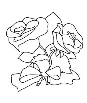 coloring page with roses and bow