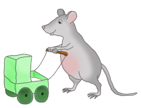 mouse with green pram