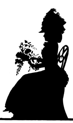 young woman with flowers silhouette