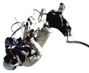 astronaut with lifeline