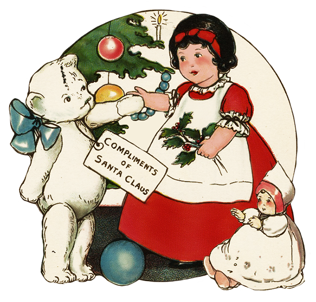 Cute girl with presents at Christmas