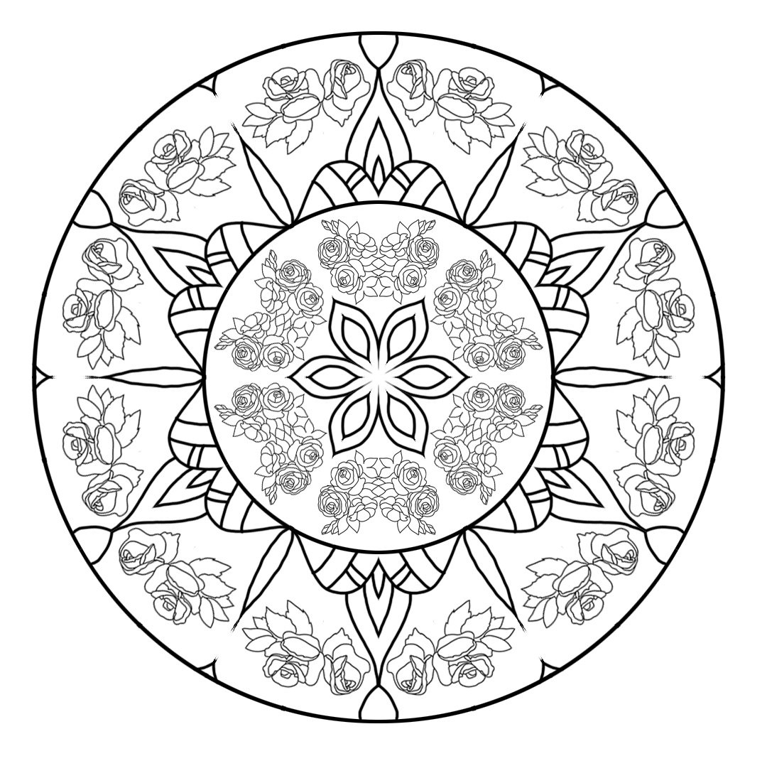 Rose mandala for coloring