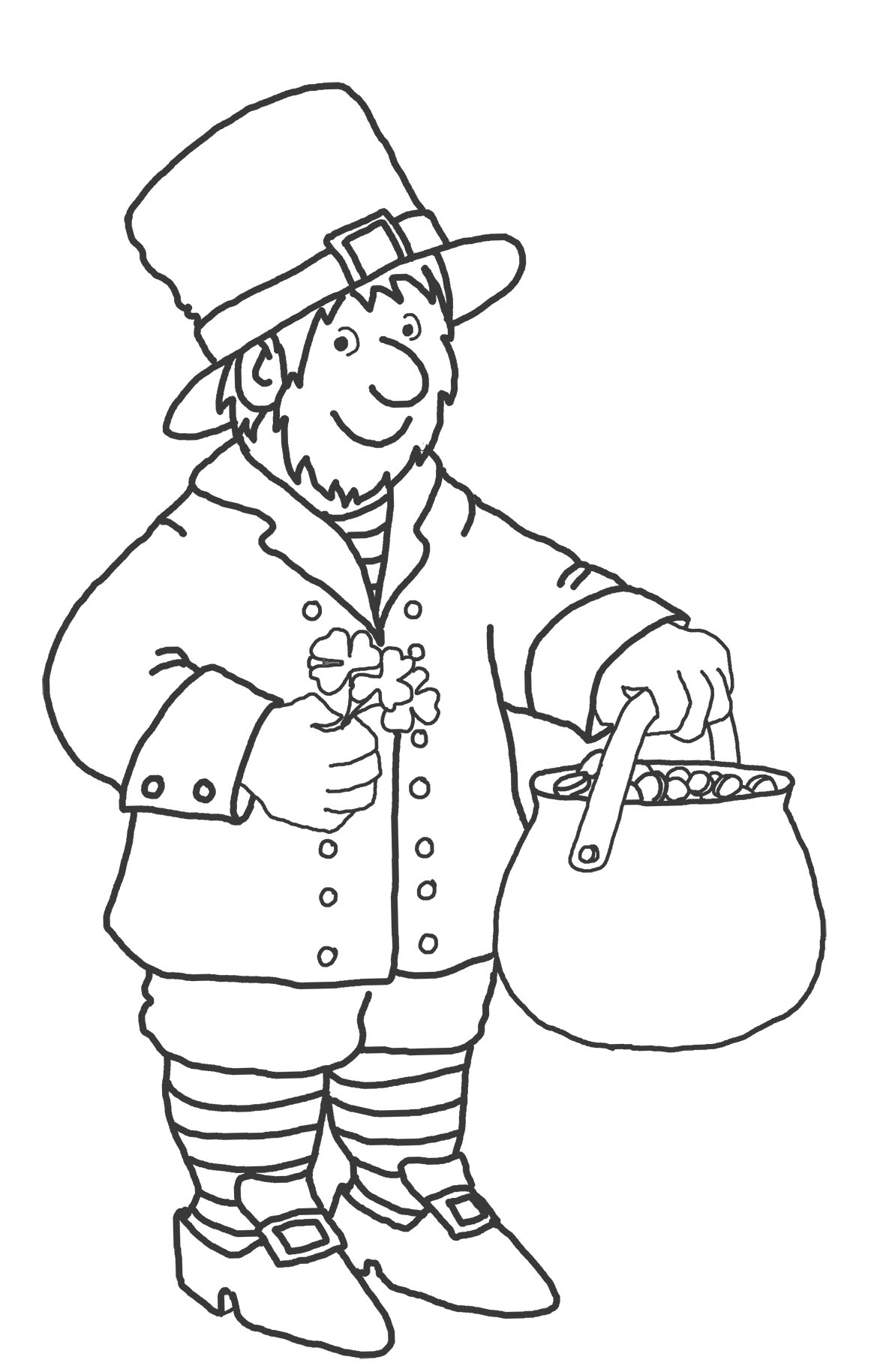 coloring page with leprechaun for st. Patrick's day