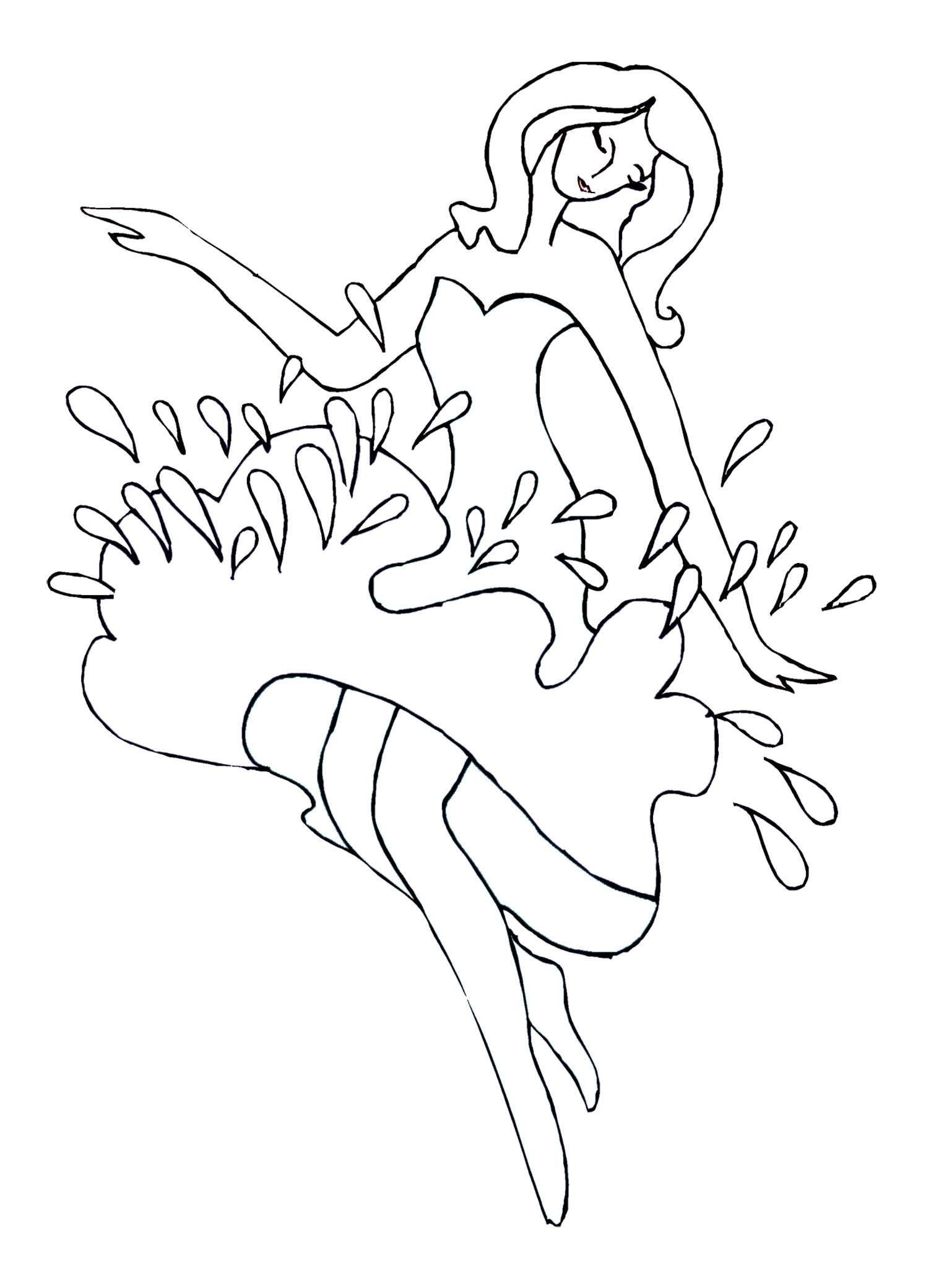 dance coloring page with water drops