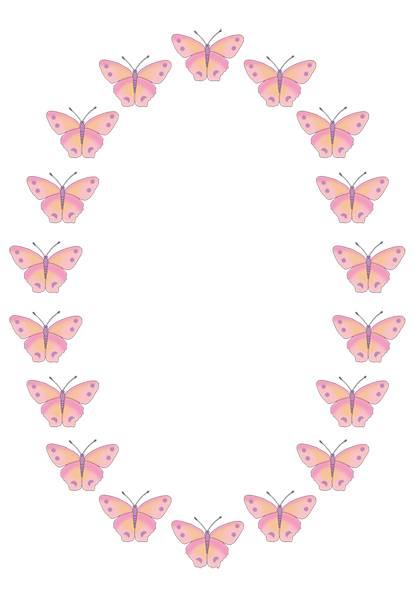 Oval pink butterfly frame
