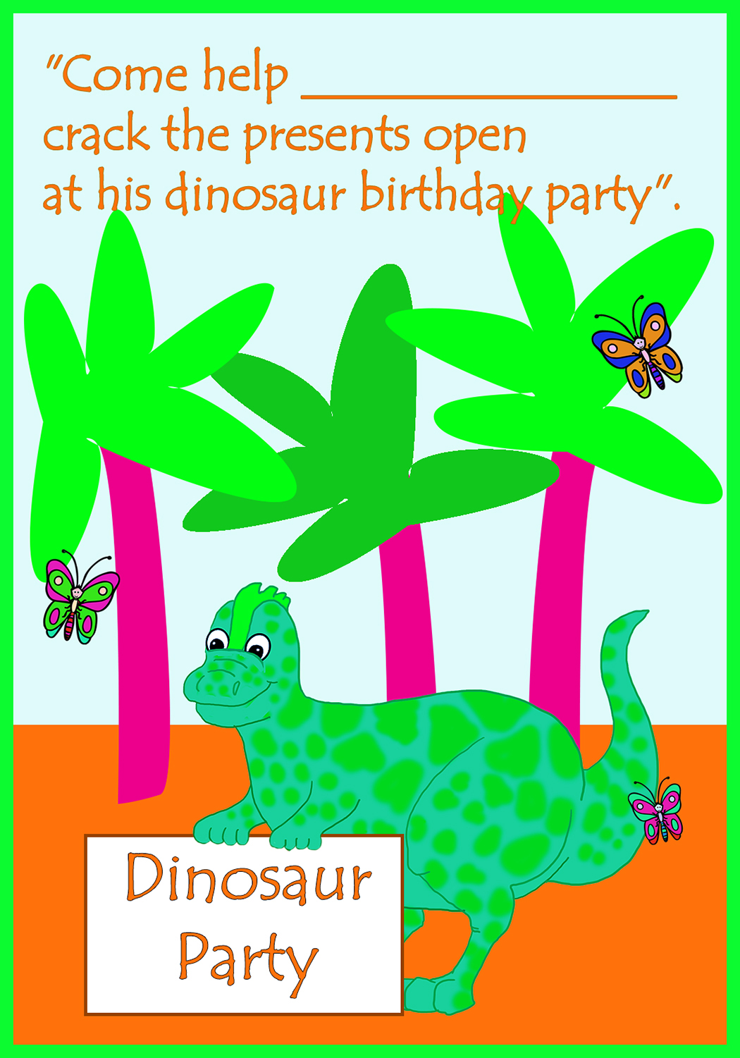 cute dinosaur birthday invitation