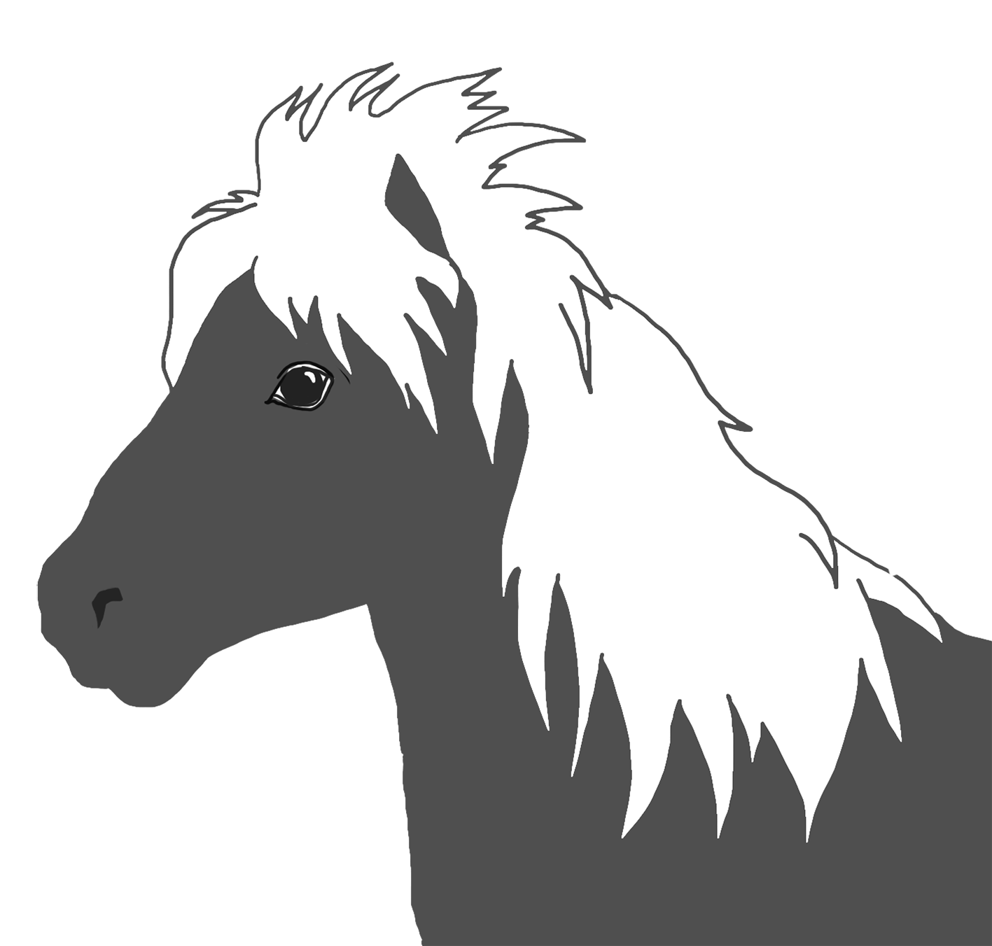 horse head silhouette white mane