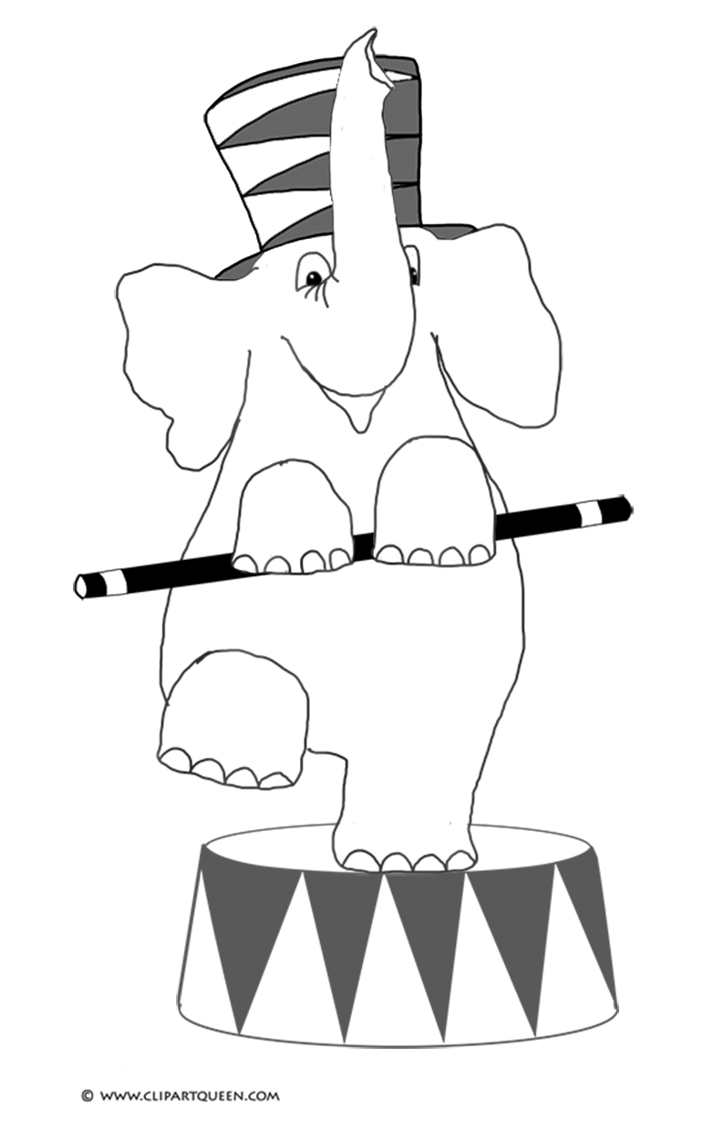 coloring page with circus elephant