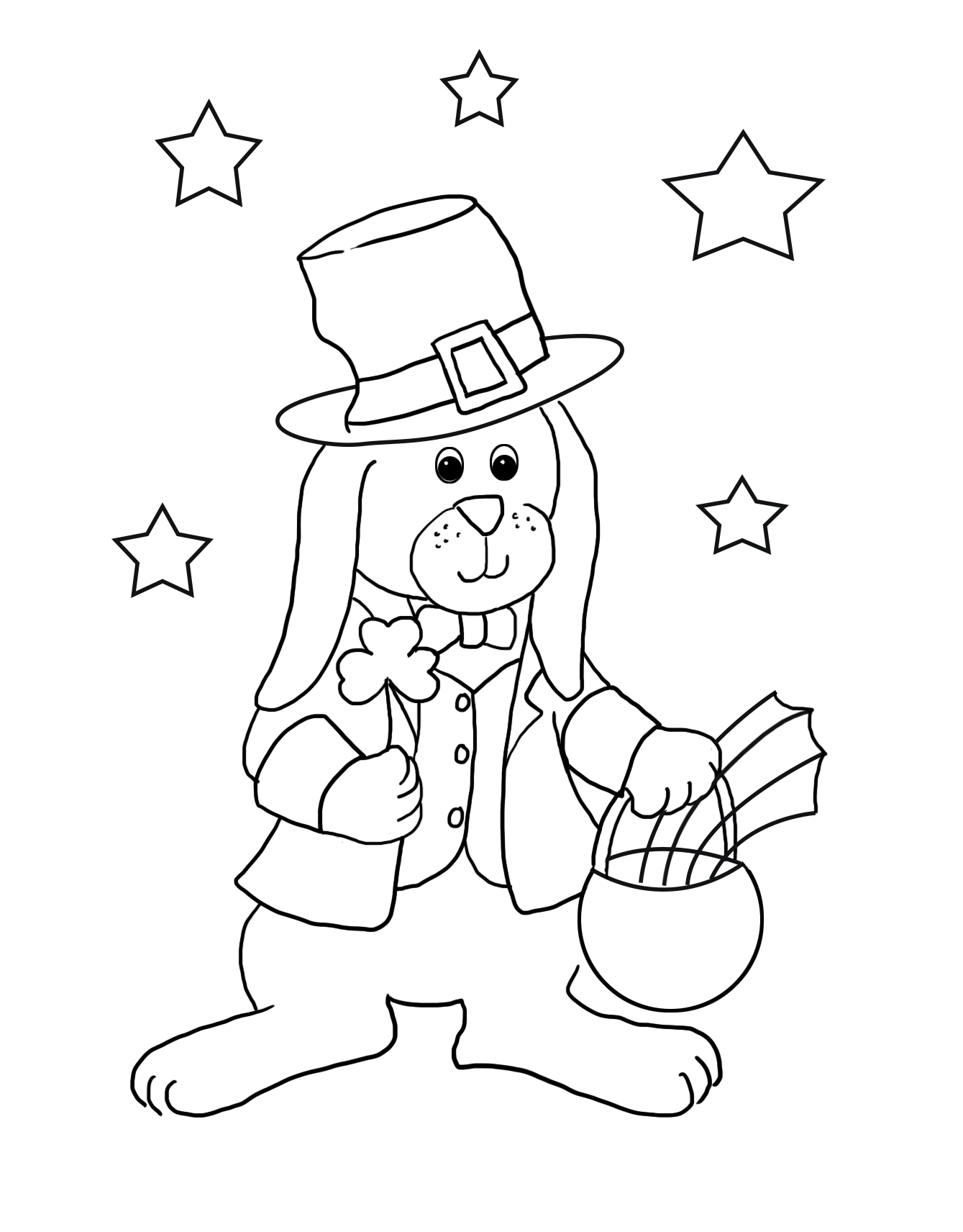 funny bunny for coloring St. Patrick's day