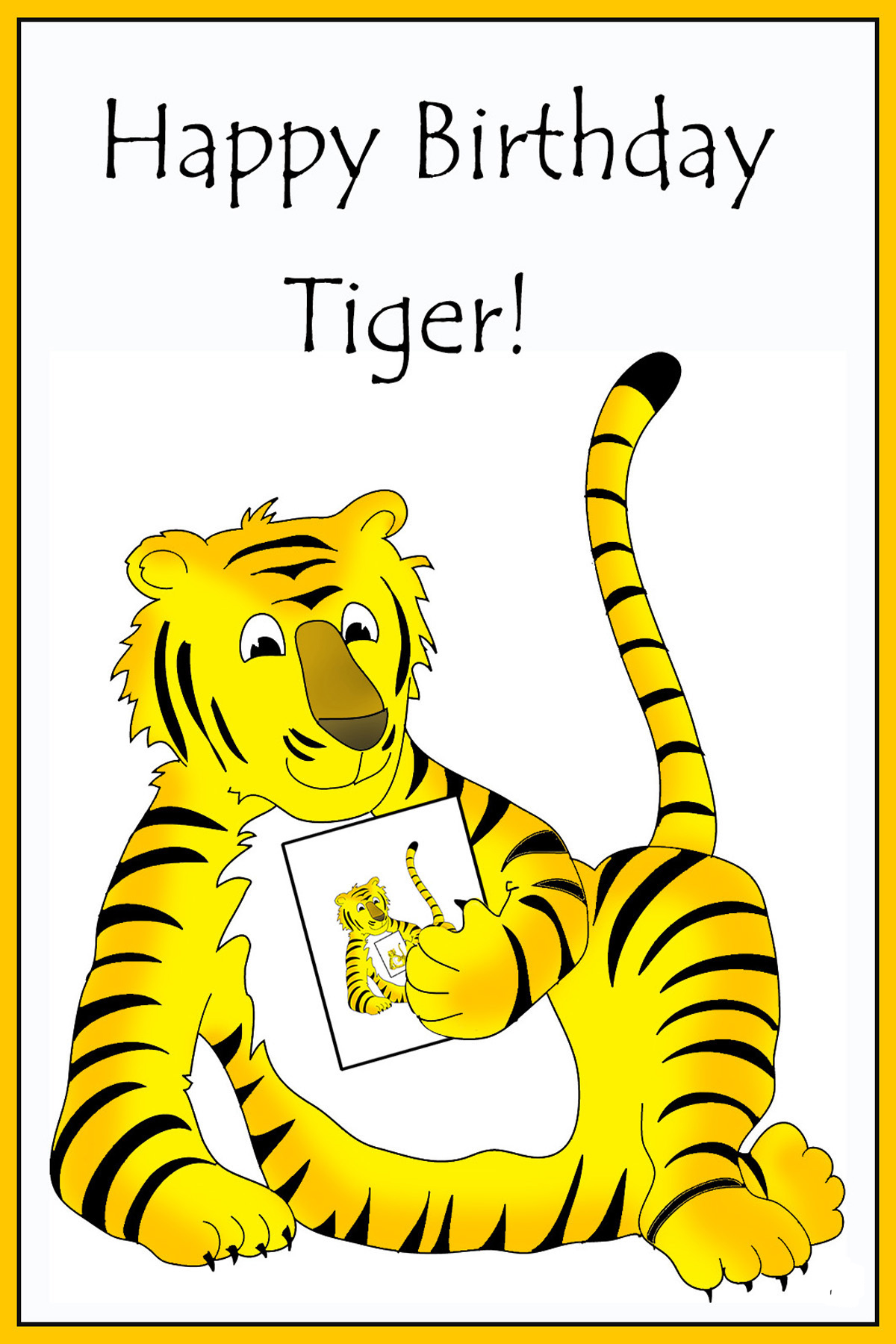printable birthday card with a tiger for kids
