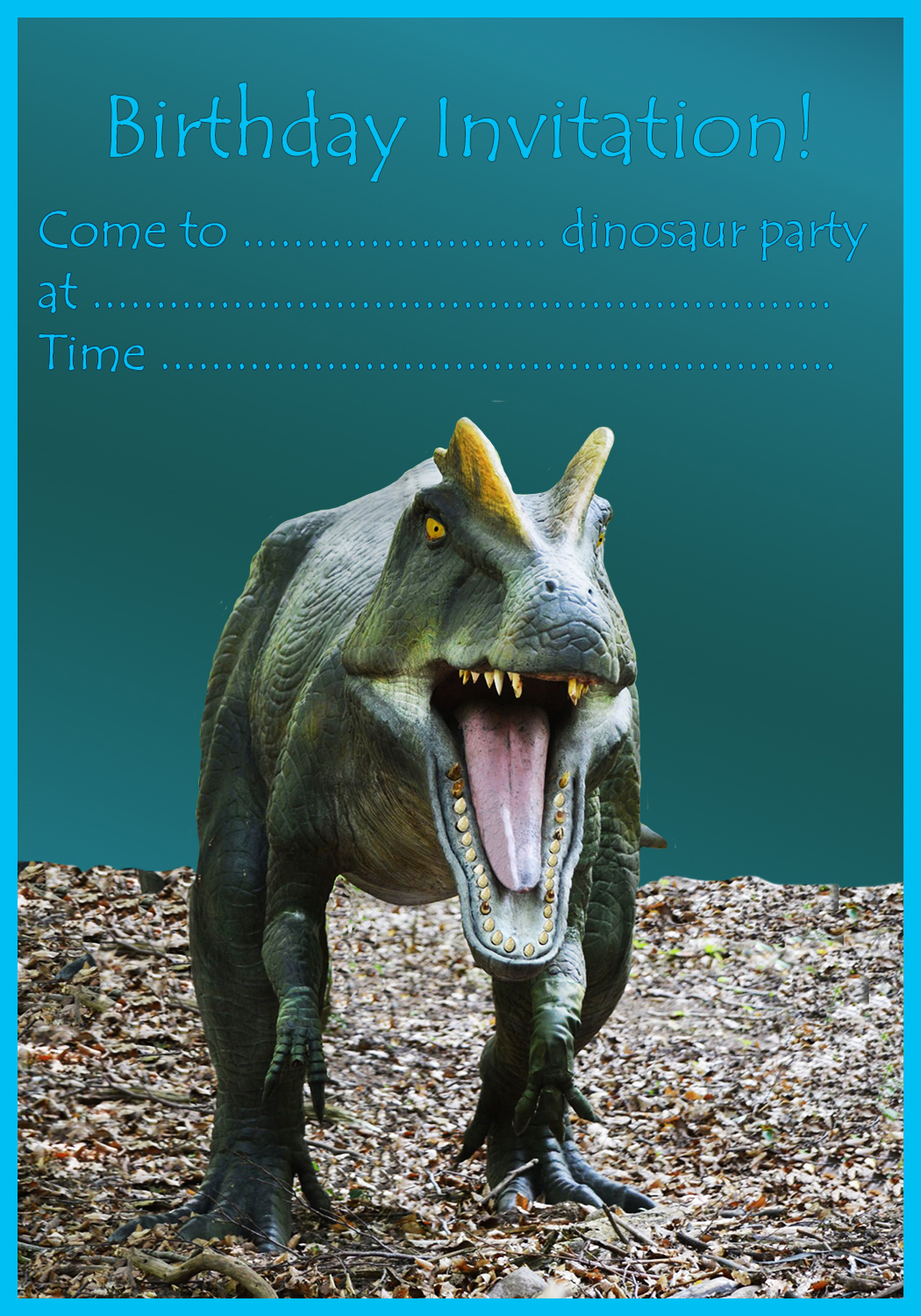 T rex birthday invitation